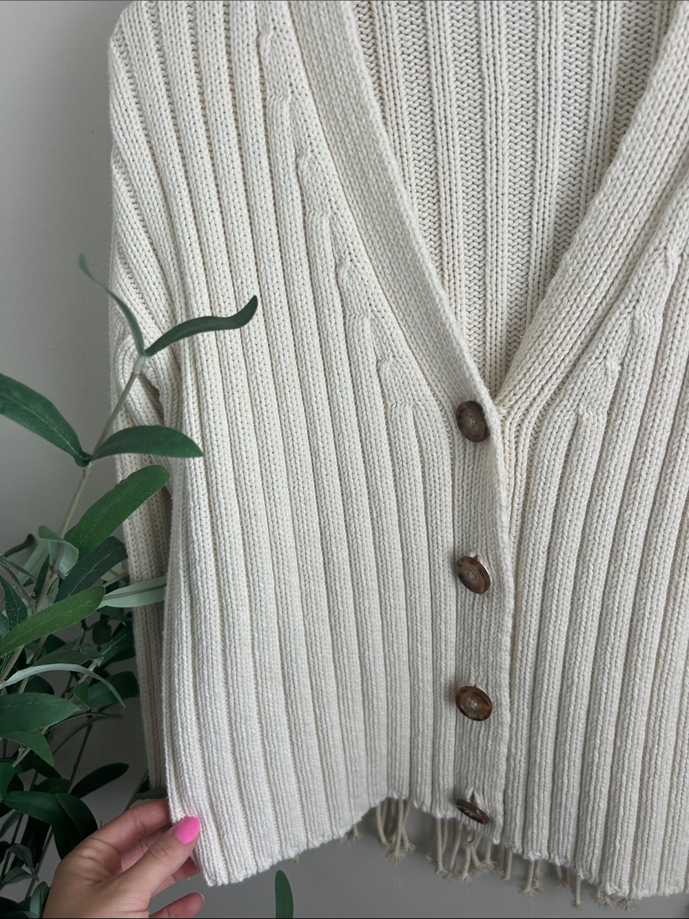 a new day Cream Ribbed Button Down Cardigan - Picture 4 of 5